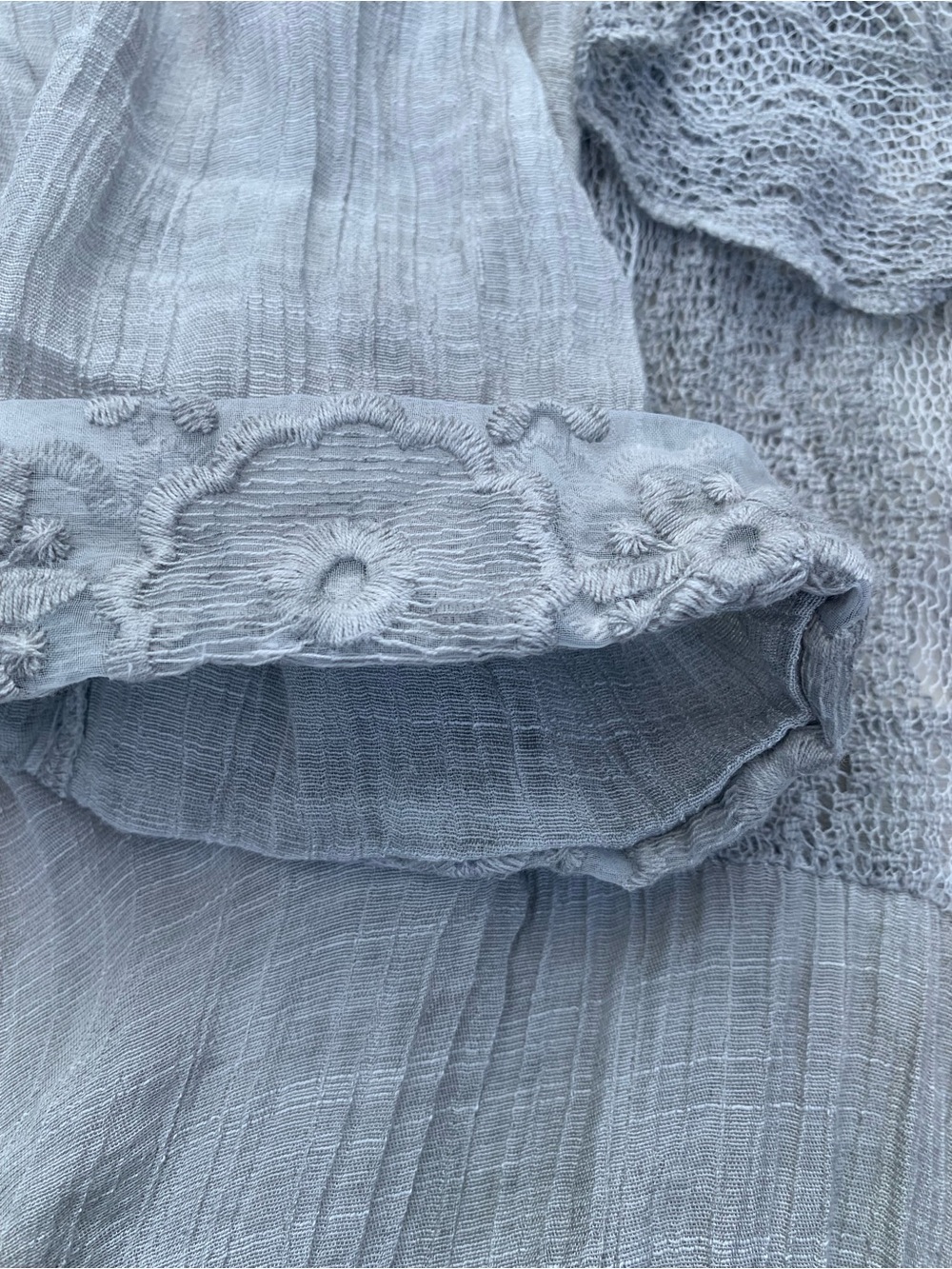 Light Gray Lace Panel Long Women's Robe - Picture 11 of 11